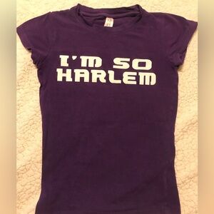 SMALL T-SHIRT LADIES PURPLE “I’M SO HARLEM” 
VINTAGE 100% COMBED COTTON 
EUC